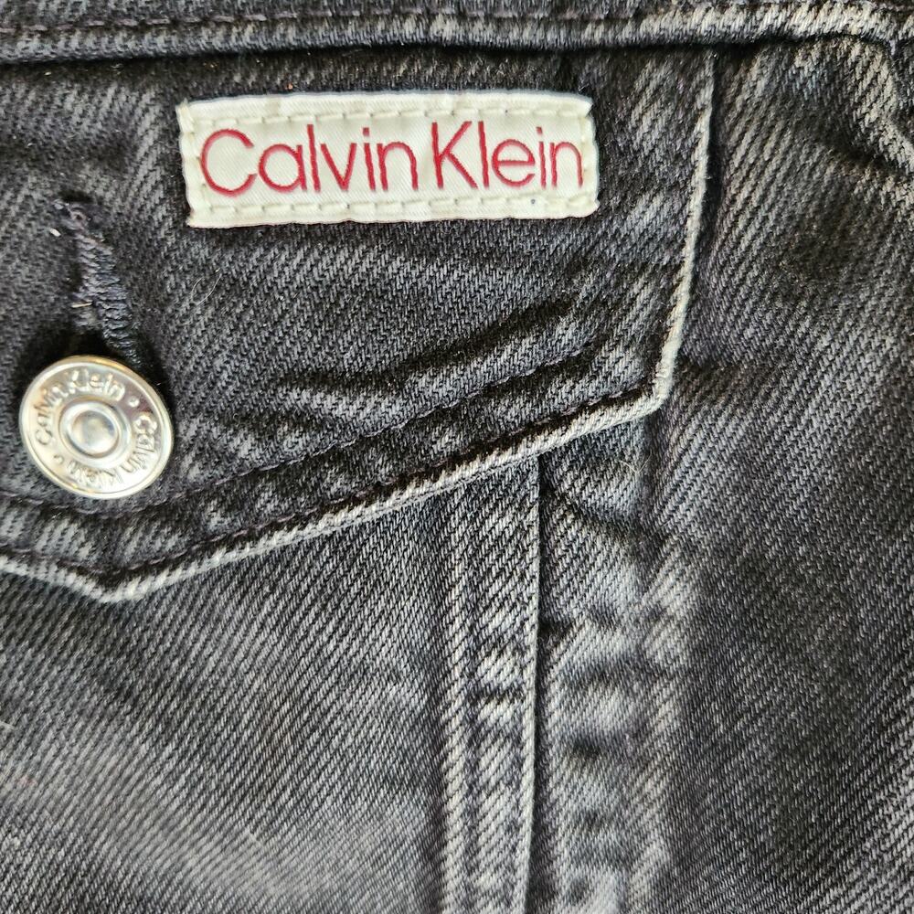 Calvin Klein Mens Denim Trucker Jacket Vintage Washed ~ Black XL Worn Once!